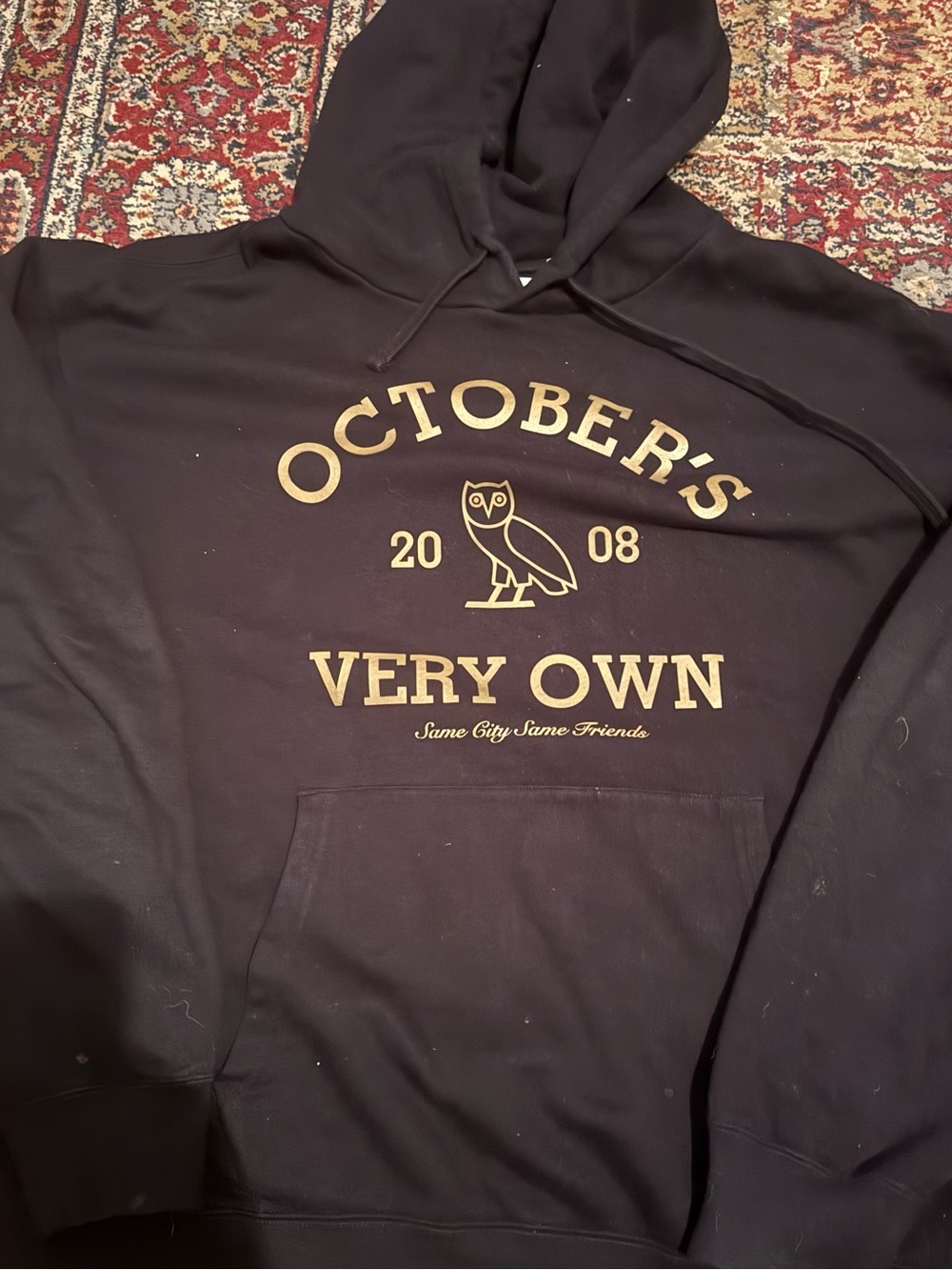October's Very Own Black Hoodie with Gold Logo